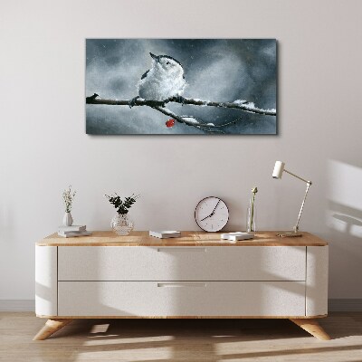 Foto auf leinwand Wintervogel auf einem Ast