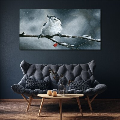 Foto auf leinwand Wintervogel auf einem Ast