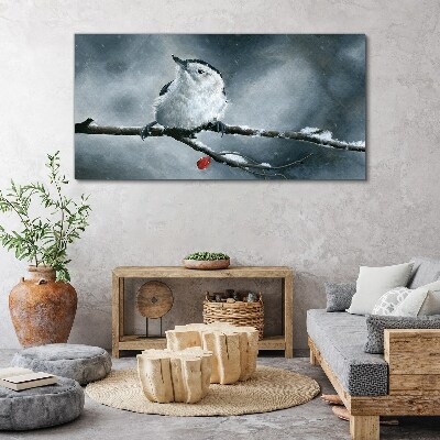 Foto auf leinwand Wintervogel auf einem Ast