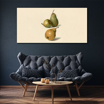 Bild auf leinwand Drei Birnen auf hellem Hintergrund