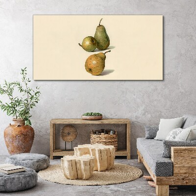 Bild auf leinwand Drei Birnen auf hellem Hintergrund