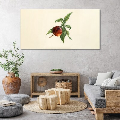 Foto leinwand Apfel auf einem Hintergrund aus Blättern