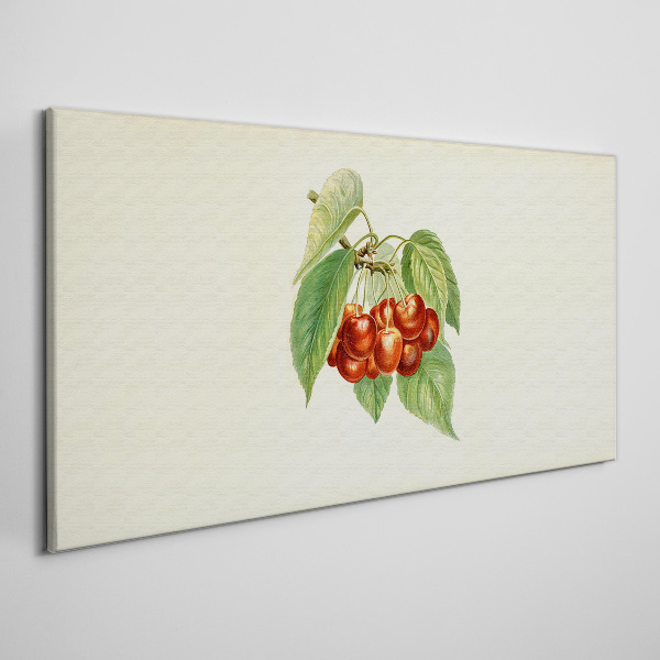 Foto auf leinwand Rote Kirschen auf pastellfarbenem Hintergrund