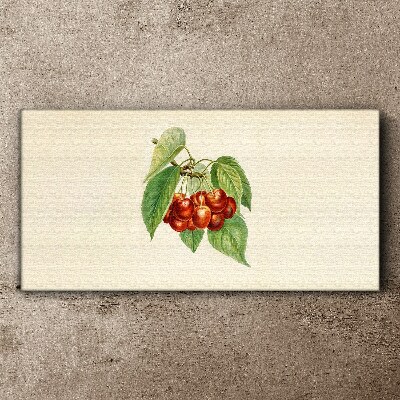 Foto auf leinwand Rote Kirschen auf pastellfarbenem Hintergrund