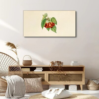 Foto auf leinwand Rote Kirschen auf pastellfarbenem Hintergrund
