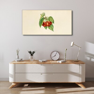 Foto auf leinwand Rote Kirschen auf pastellfarbenem Hintergrund