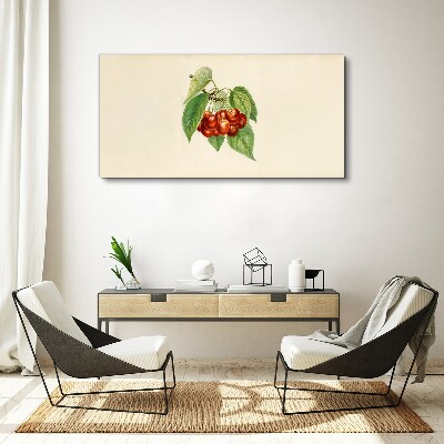 Foto auf leinwand Rote Kirschen auf pastellfarbenem Hintergrund