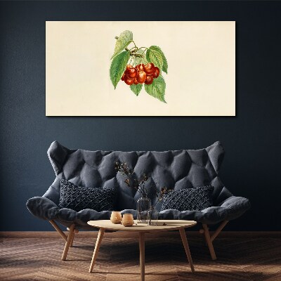 Foto auf leinwand Rote Kirschen auf pastellfarbenem Hintergrund