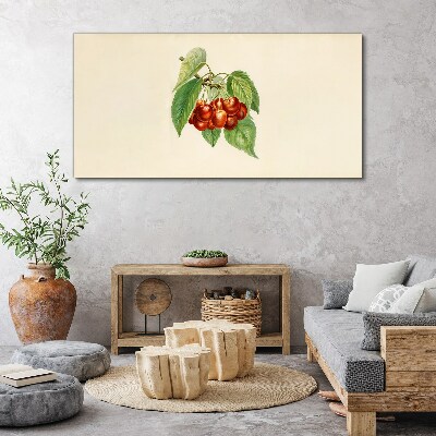 Foto auf leinwand Rote Kirschen auf pastellfarbenem Hintergrund