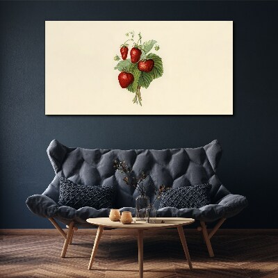 Foto leinwand Früchte Erdbeeren Blätter