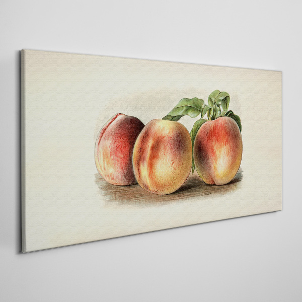 Foto auf leinwand Drei Pfirsiche auf weißem Hintergrund