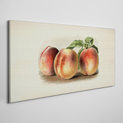 Foto auf leinwand Drei Pfirsiche auf weißem Hintergrund