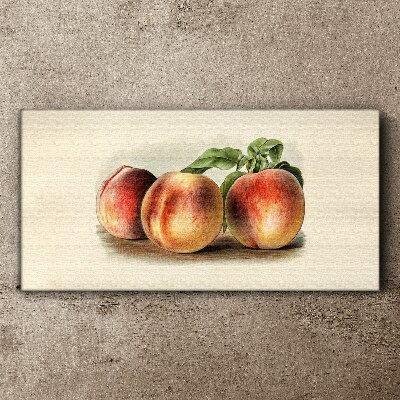 Foto auf leinwand Drei Pfirsiche auf weißem Hintergrund