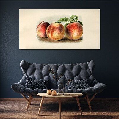 Foto auf leinwand Drei Pfirsiche auf weißem Hintergrund