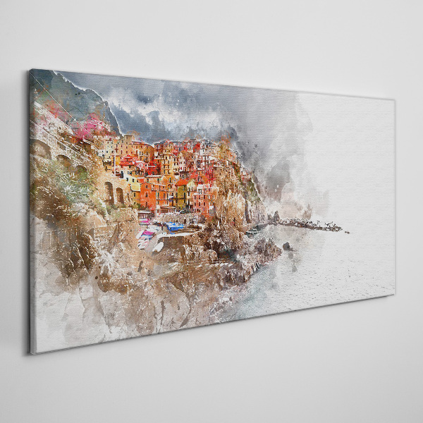 Bild auf leinwand Eine farbenfrohe Stadt am Meer