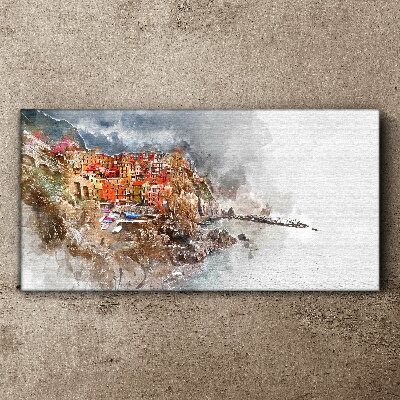 Bild auf leinwand Eine farbenfrohe Stadt am Meer