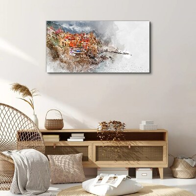 Bild auf leinwand Eine farbenfrohe Stadt am Meer