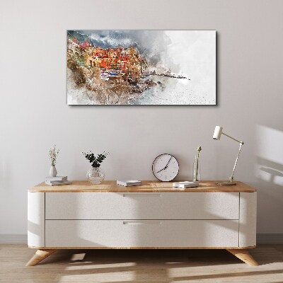 Bild auf leinwand Eine farbenfrohe Stadt am Meer