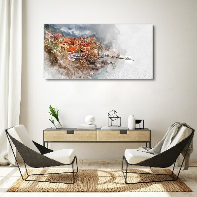 Bild auf leinwand Eine farbenfrohe Stadt am Meer