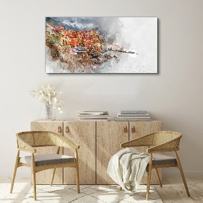 Bild auf leinwand Eine farbenfrohe Stadt am Meer