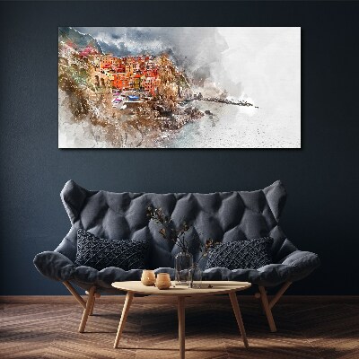 Bild auf leinwand Eine farbenfrohe Stadt am Meer