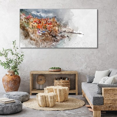 Bild auf leinwand Eine farbenfrohe Stadt am Meer