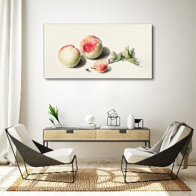 Foto leinwand Saftige Pfirsiche auf hellem Hintergrund
