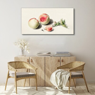 Foto leinwand Saftige Pfirsiche auf hellem Hintergrund