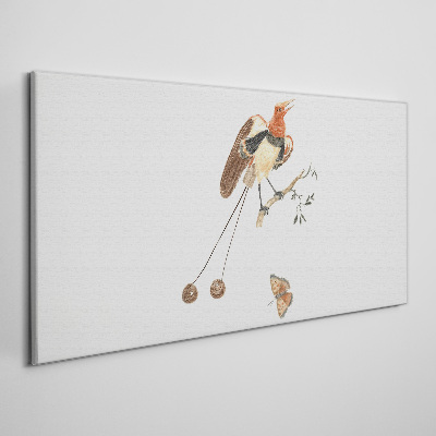 Foto auf leinwand Ein Vogel auf einem Ast mit Früchten