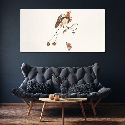 Foto auf leinwand Ein Vogel auf einem Ast mit Früchten