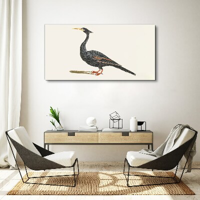 Wandbild Schwarzer Vogel auf weißem Hintergrund
