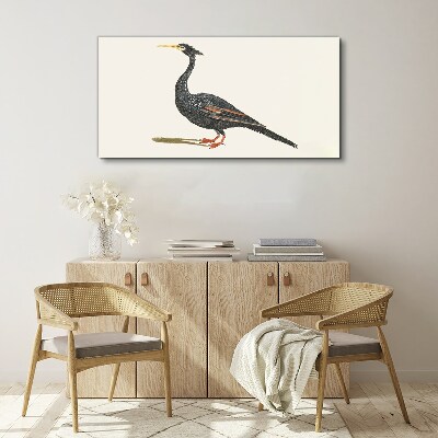 Wandbild Schwarzer Vogel auf weißem Hintergrund