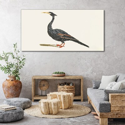 Wandbild Schwarzer Vogel auf weißem Hintergrund