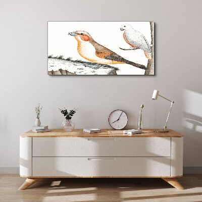 Foto auf leinwand Vogelduett auf einem Ast