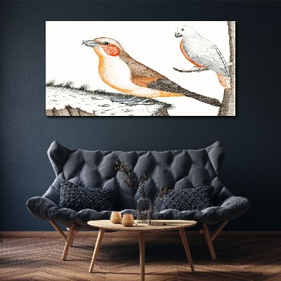 Foto auf leinwand Vogelduett auf einem Ast