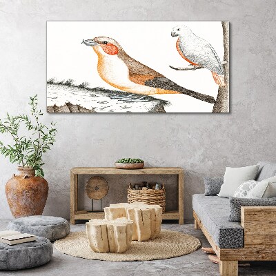 Foto auf leinwand Vogelduett auf einem Ast