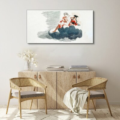 Foto auf leinwand Musikalische Muse in den Wolken