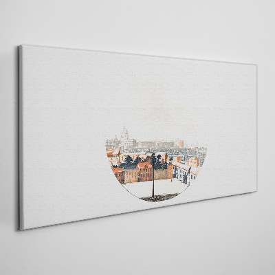 Foto auf leinwand Stadtansicht mit kreisförmigem Rahmen