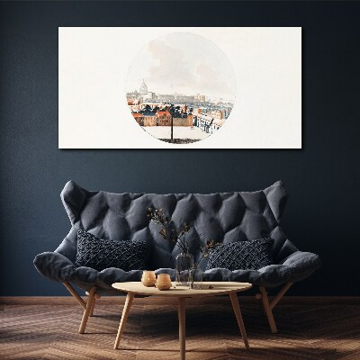 Foto auf leinwand Stadtansicht mit kreisförmigem Rahmen