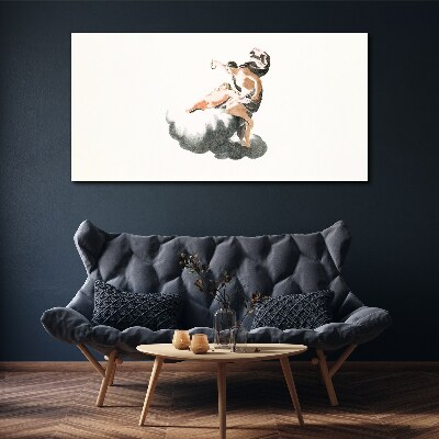 Bild auf leinwand Figur auf einer Wolke