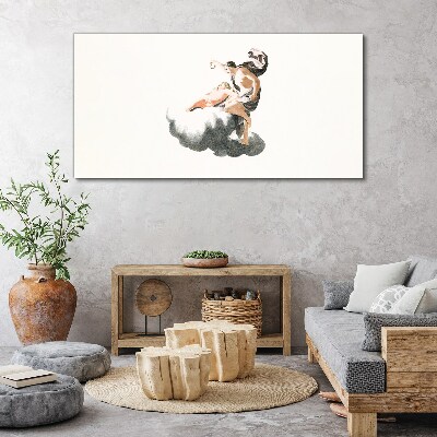 Bild auf leinwand Figur auf einer Wolke