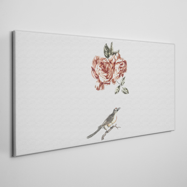 Foto auf leinwand Vogel und Rosen in Harmonie