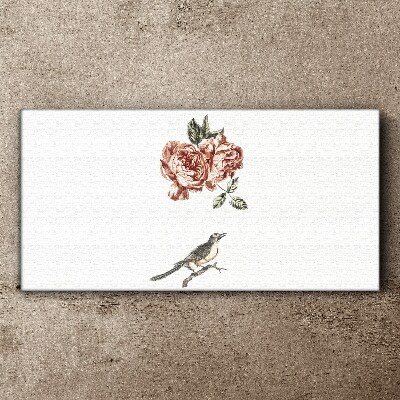 Foto auf leinwand Vogel und Rosen in Harmonie
