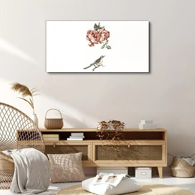 Foto auf leinwand Vogel und Rosen in Harmonie