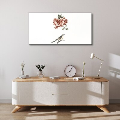 Foto auf leinwand Vogel und Rosen in Harmonie