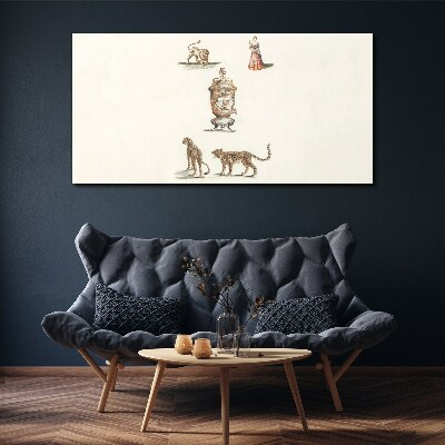 Foto auf leinwand Exotische Tiere und eine Vase