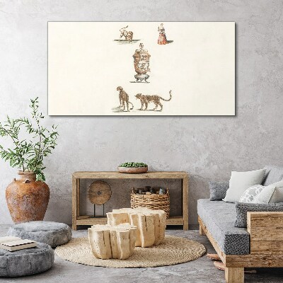 Foto auf leinwand Exotische Tiere und eine Vase
