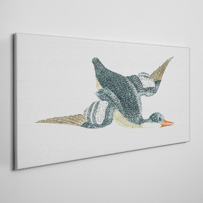 Foto leinwand Fliegende Ente in Pastelltönen