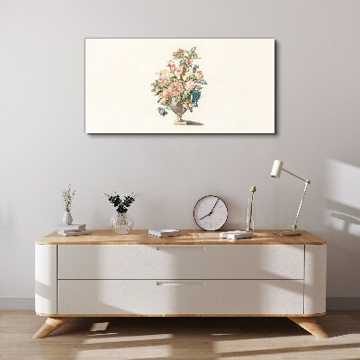 Wandbild Vase mit Blumen in Pastellfarben