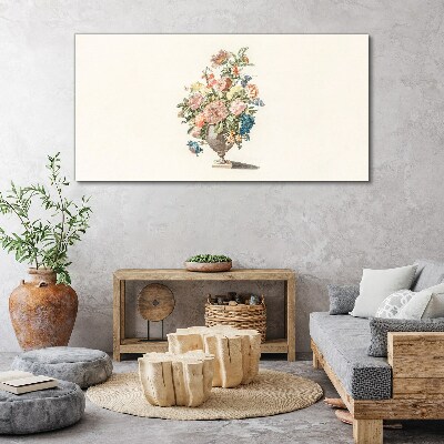 Wandbild Vase mit Blumen in Pastellfarben
